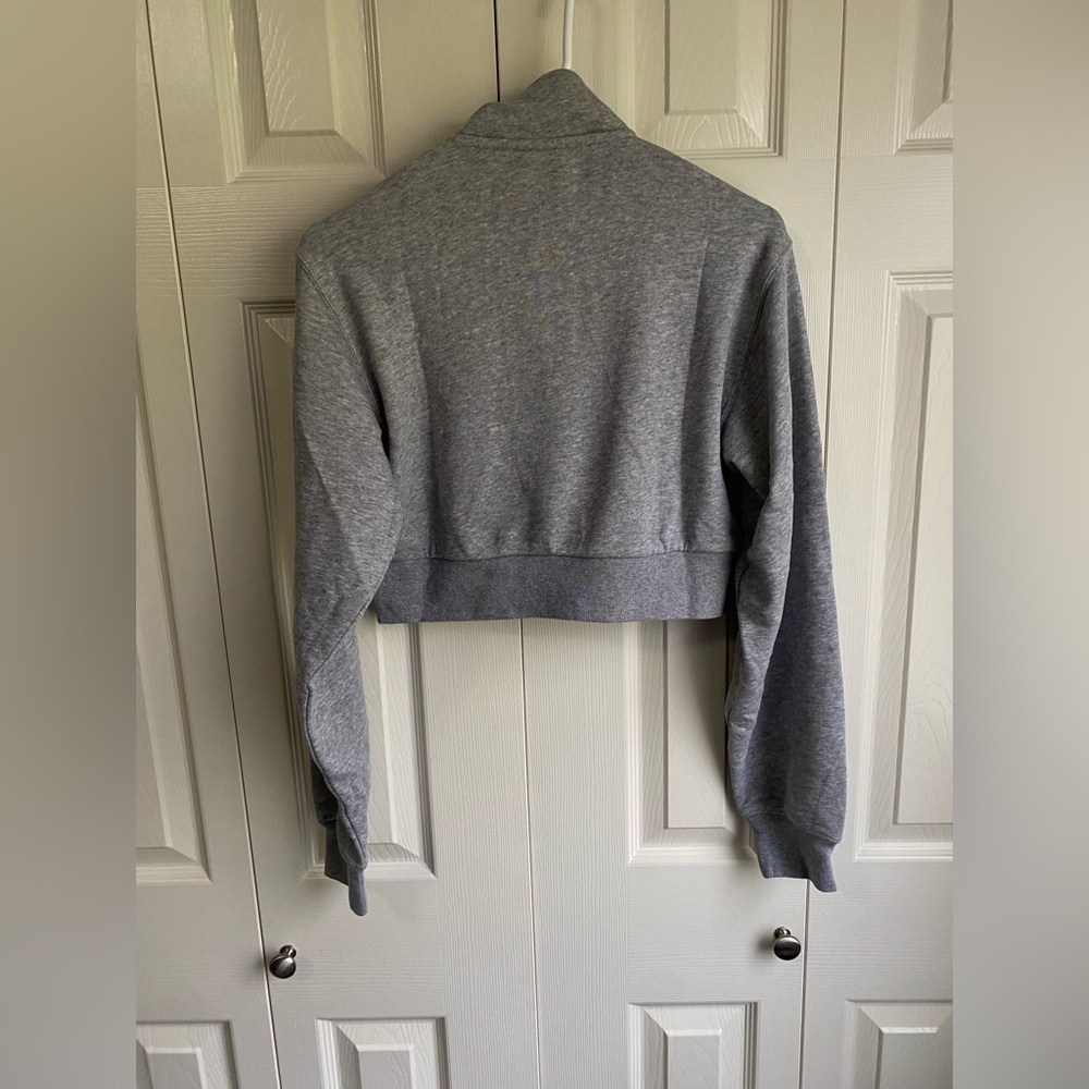New Aritzia TNA Airy Perfect Grey Quarter-Zip Pullover French Terry Sweatshirt - Picture 9 of 12